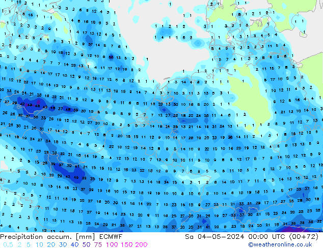 Precipitation accum. ECMWF Sa 04.05.2024 00 UTC