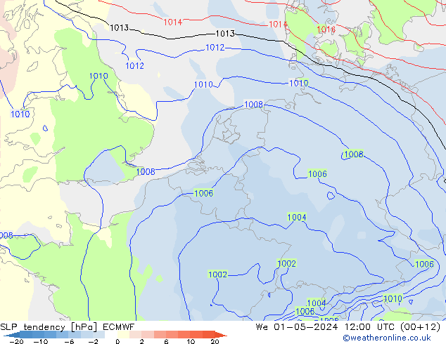 Drucktendenz ECMWF Mi 01.05.2024 12 UTC
