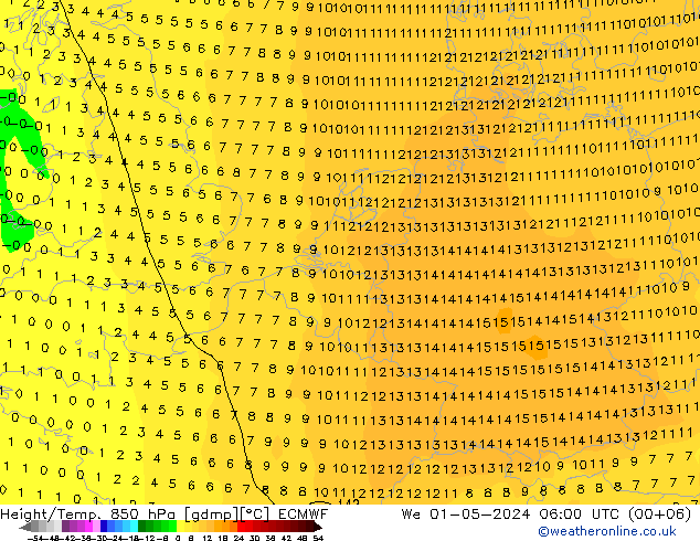 Z500/Rain (+SLP)/Z850 ECMWF We 01.05.2024 06 UTC