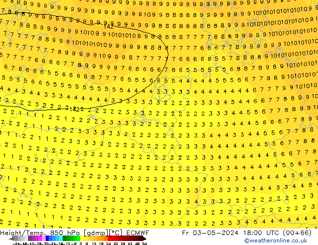 Z500/Rain (+SLP)/Z850 ECMWF Sex 03.05.2024 18 UTC