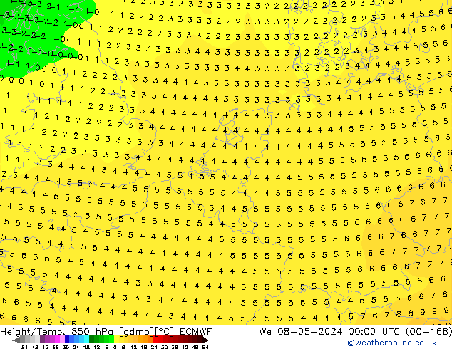 Z500/Rain (+SLP)/Z850 ECMWF  08.05.2024 00 UTC