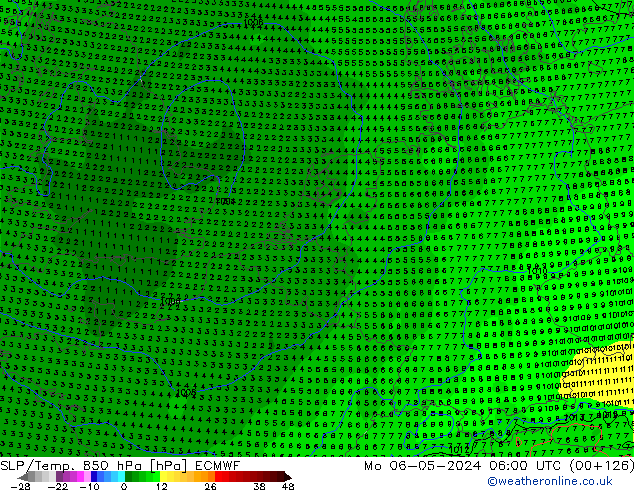 SLP/Temp. 850 hPa ECMWF lun 06.05.2024 06 UTC