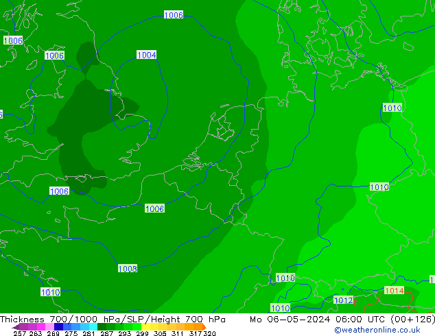 Thck 700-1000 hPa ECMWF lun 06.05.2024 06 UTC