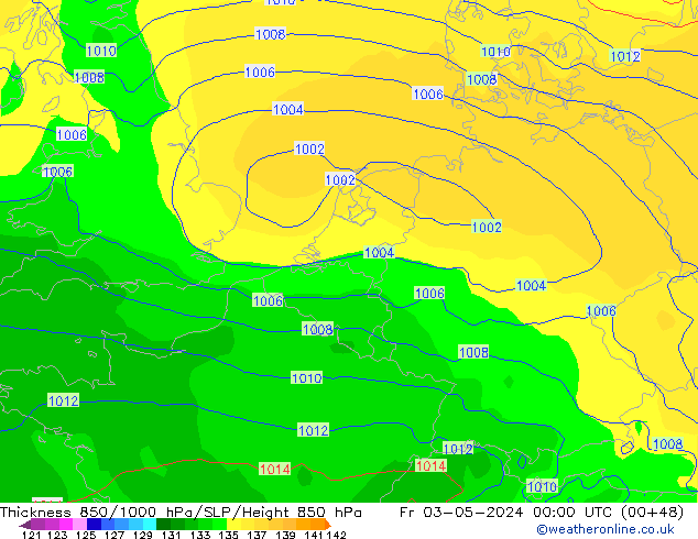 Thck 850-1000 hPa ECMWF Fr 03.05.2024 00 UTC