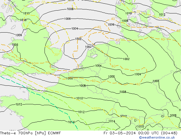 Theta-e 700hPa ECMWF Fr 03.05.2024 00 UTC