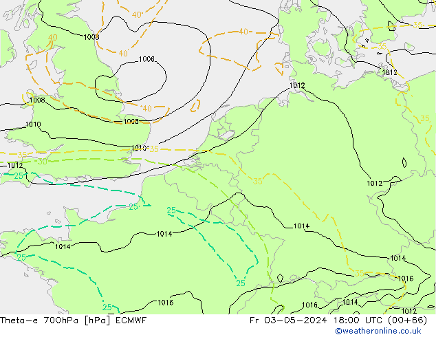 Theta-e 700гПа ECMWF пт 03.05.2024 18 UTC