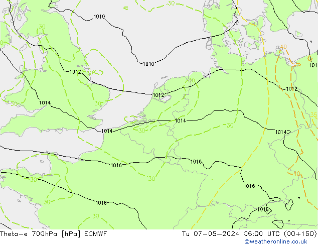 Theta-e 700hPa ECMWF mar 07.05.2024 06 UTC