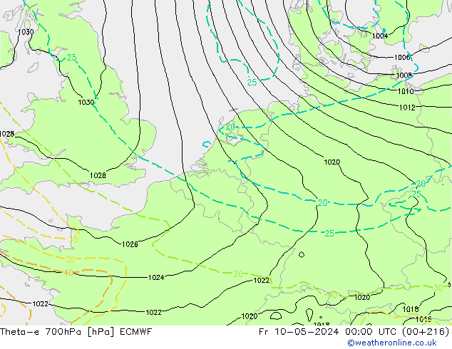 Theta-e 700hPa ECMWF Sex 10.05.2024 00 UTC