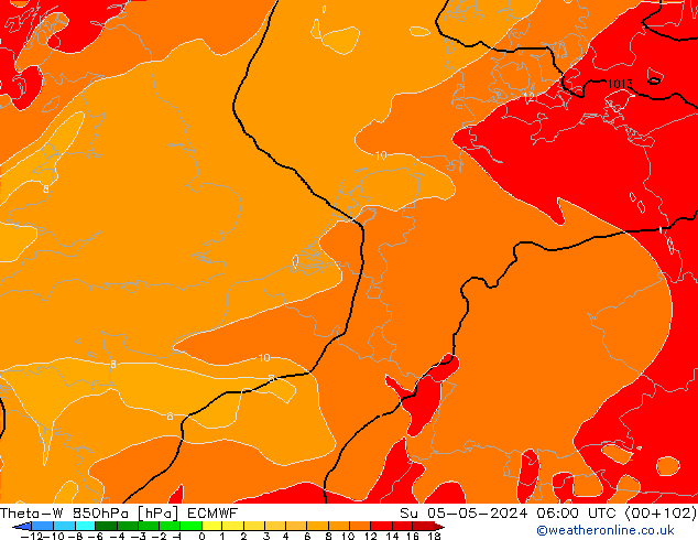 Theta-W 850hPa ECMWF zo 05.05.2024 06 UTC