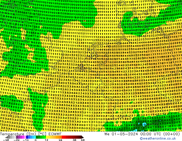 Temperature (2m) ECMWF We 01.05.2024 00 UTC