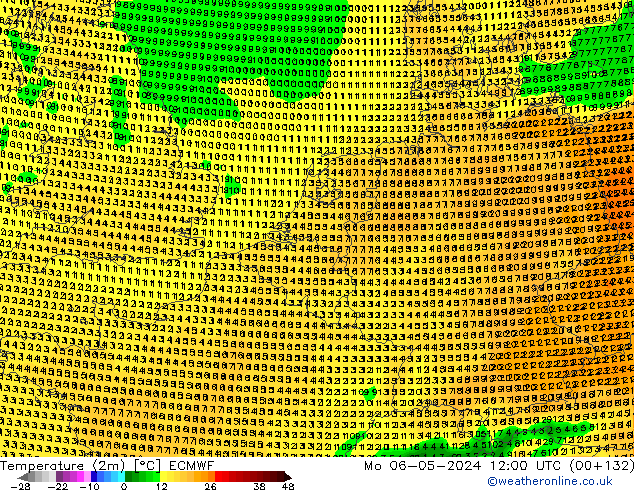 Sıcaklık Haritası (2m) ECMWF Pzt 06.05.2024 12 UTC