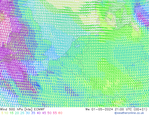 Wind 500 hPa ECMWF We 01.05.2024 21 UTC
