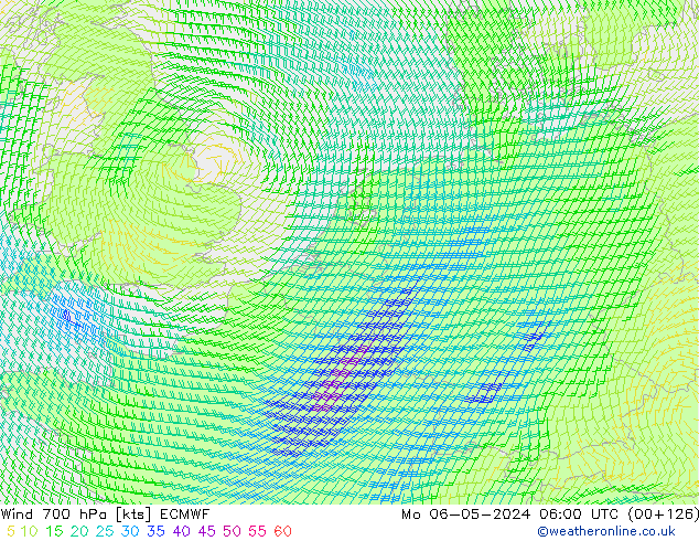 Viento 700 hPa ECMWF lun 06.05.2024 06 UTC