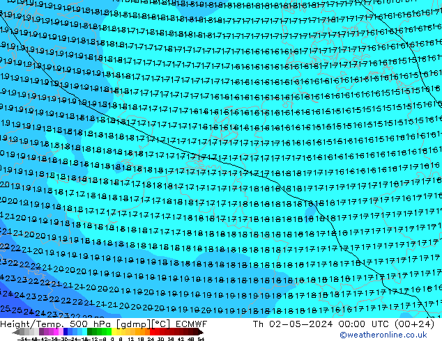 Z500/Rain (+SLP)/Z850 ECMWF jeu 02.05.2024 00 UTC