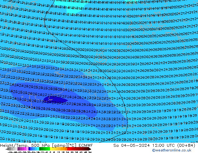 Z500/Rain (+SLP)/Z850 ECMWF sab 04.05.2024 12 UTC
