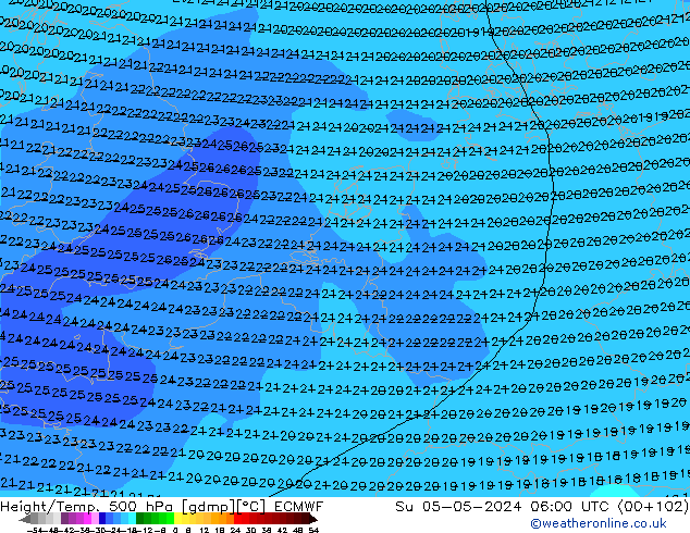 Z500/Rain (+SLP)/Z850 ECMWF  05.05.2024 06 UTC