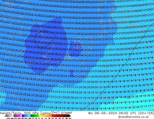 Z500/Rain (+SLP)/Z850 ECMWF Po 06.05.2024 06 UTC