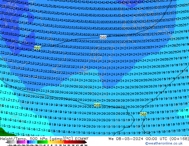 Z500/Rain (+SLP)/Z850 ECMWF  08.05.2024 00 UTC