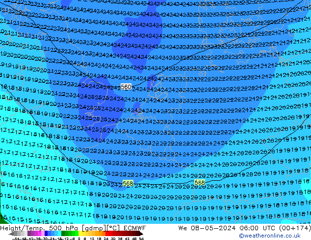 Z500/Regen(+SLP)/Z850 ECMWF wo 08.05.2024 06 UTC