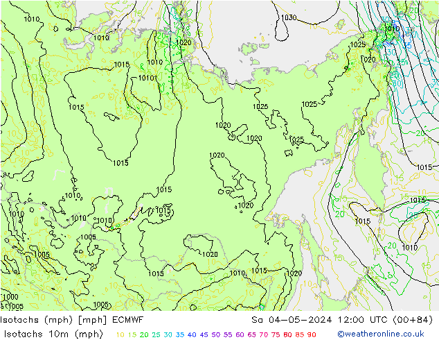 Isotachen (mph) ECMWF za 04.05.2024 12 UTC