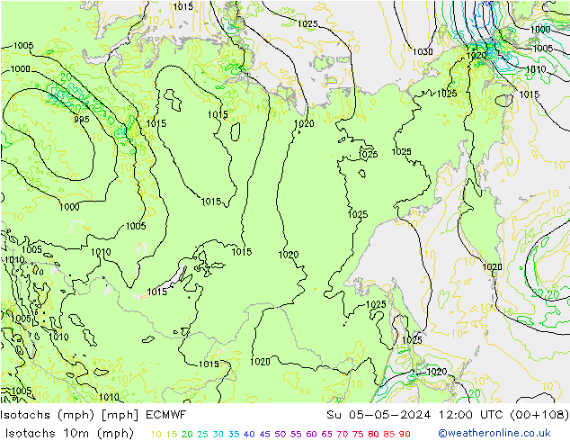 Isotachs (mph) ECMWF Dom 05.05.2024 12 UTC