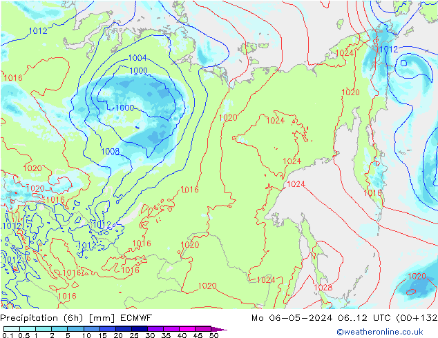 Z500/Rain (+SLP)/Z850 ECMWF Mo 06.05.2024 12 UTC