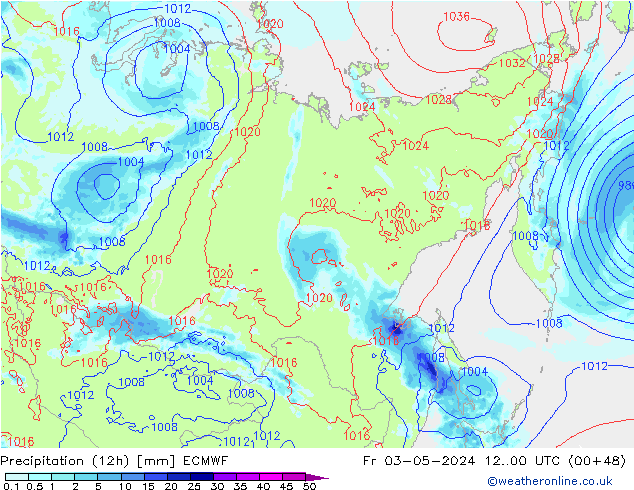 Précipitation (12h) ECMWF ven 03.05.2024 00 UTC