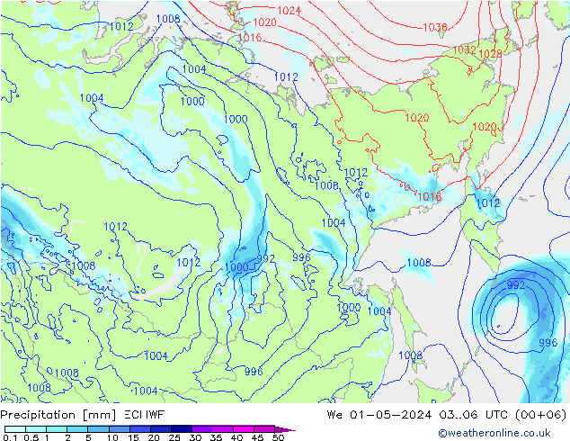 Precipitazione ECMWF mer 01.05.2024 06 UTC