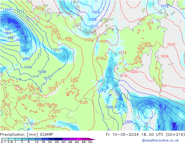 Neerslag ECMWF vr 10.05.2024 00 UTC