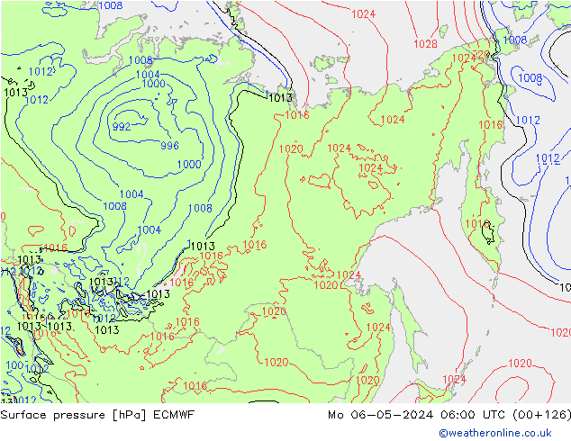 Surface pressure ECMWF Mo 06.05.2024 06 UTC