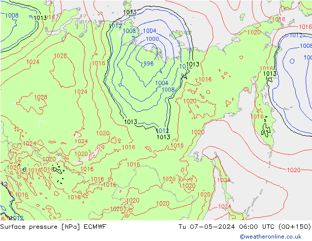 Yer basıncı ECMWF Sa 07.05.2024 06 UTC