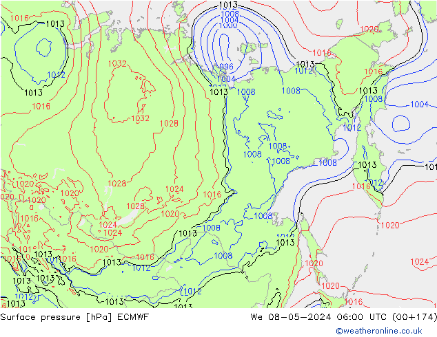 приземное давление ECMWF ср 08.05.2024 06 UTC