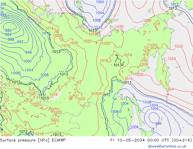 Surface pressure ECMWF Fr 10.05.2024 00 UTC