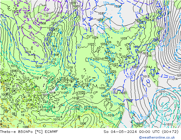 Theta-e 850hPa ECMWF Sa 04.05.2024 00 UTC