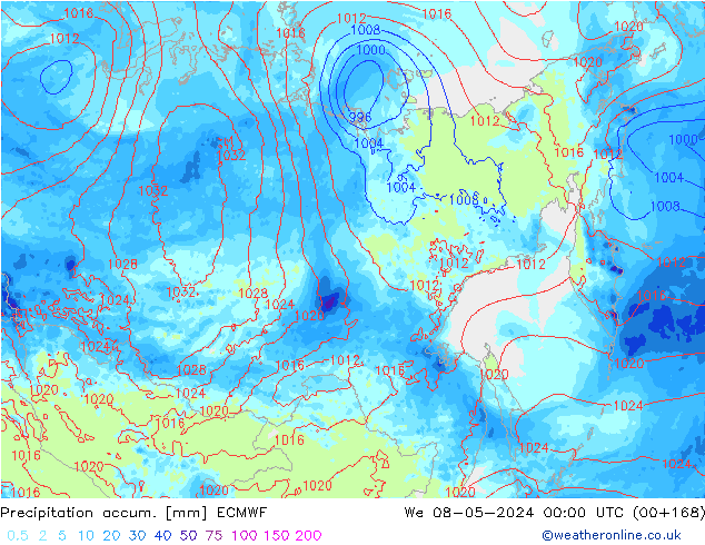 Precipitation accum. ECMWF Qua 08.05.2024 00 UTC