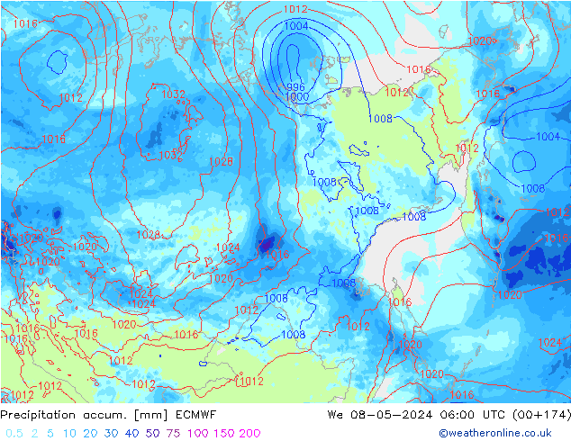 Precipitation accum. ECMWF ср 08.05.2024 06 UTC