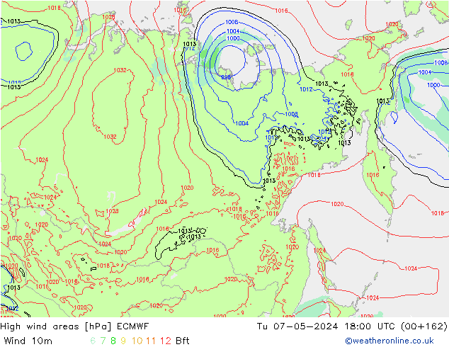 High wind areas ECMWF Tu 07.05.2024 18 UTC