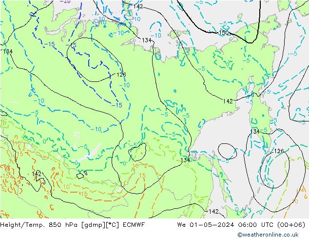 Z500/Rain (+SLP)/Z850 ECMWF mer 01.05.2024 06 UTC