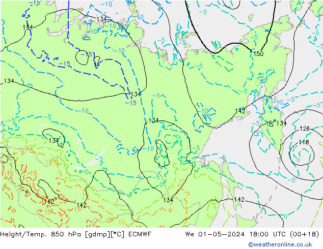 Z500/Rain (+SLP)/Z850 ECMWF  01.05.2024 18 UTC