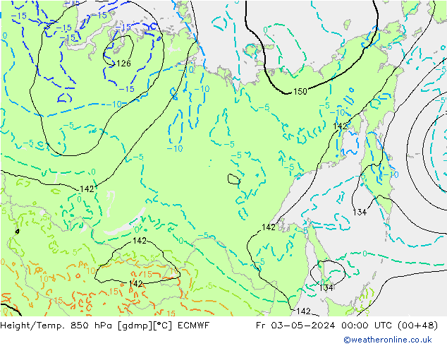 Z500/Rain (+SLP)/Z850 ECMWF ven 03.05.2024 00 UTC