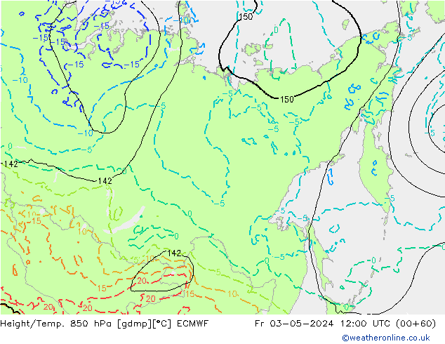 Z500/Rain (+SLP)/Z850 ECMWF Fr 03.05.2024 12 UTC