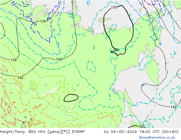 Z500/Rain (+SLP)/Z850 ECMWF сб 04.05.2024 18 UTC