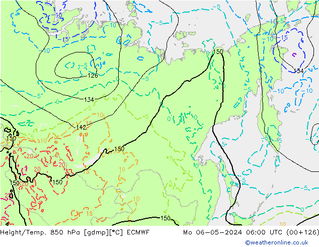 Height/Temp. 850 hPa ECMWF Mo 06.05.2024 06 UTC