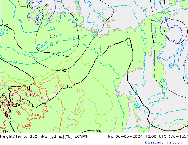 Z500/Rain (+SLP)/Z850 ECMWF Mo 06.05.2024 12 UTC