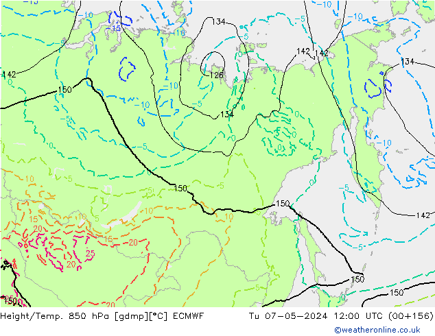 Z500/Rain (+SLP)/Z850 ECMWF Di 07.05.2024 12 UTC