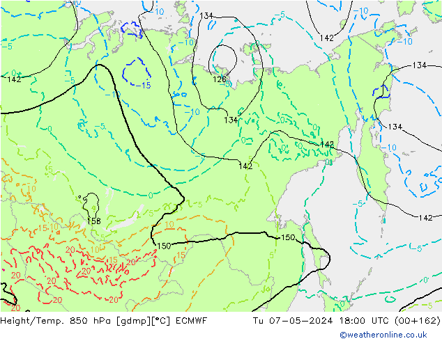Height/Temp. 850 hPa ECMWF Tu 07.05.2024 18 UTC
