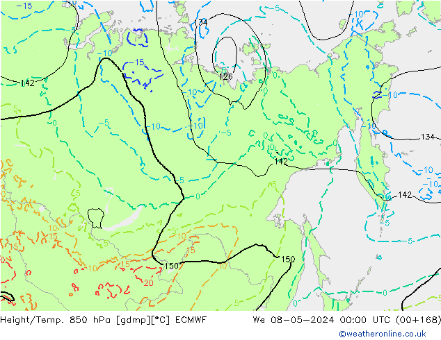 Height/Temp. 850 hPa ECMWF Qua 08.05.2024 00 UTC