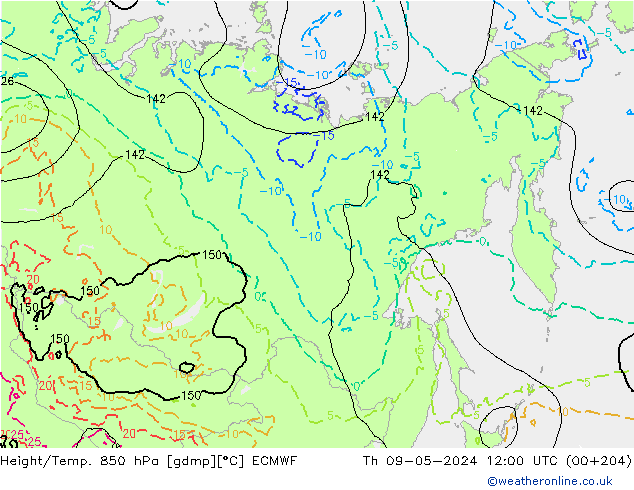 Z500/Rain (+SLP)/Z850 ECMWF Qui 09.05.2024 12 UTC