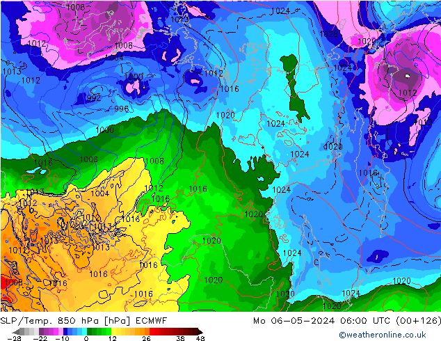 850 hPa Yer Bas./Sıc ECMWF Pzt 06.05.2024 06 UTC