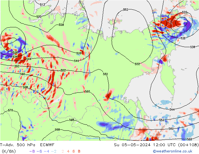 T-Adv. 500 hPa ECMWF Su 05.05.2024 12 UTC